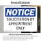 Signmission Solicitation By Appointment Only OSHA Notice Sign, Vinyl Decal, 7in W x 5in L, 2PK OS-2PACK-NS-D-57-L-18363 - alternate 2